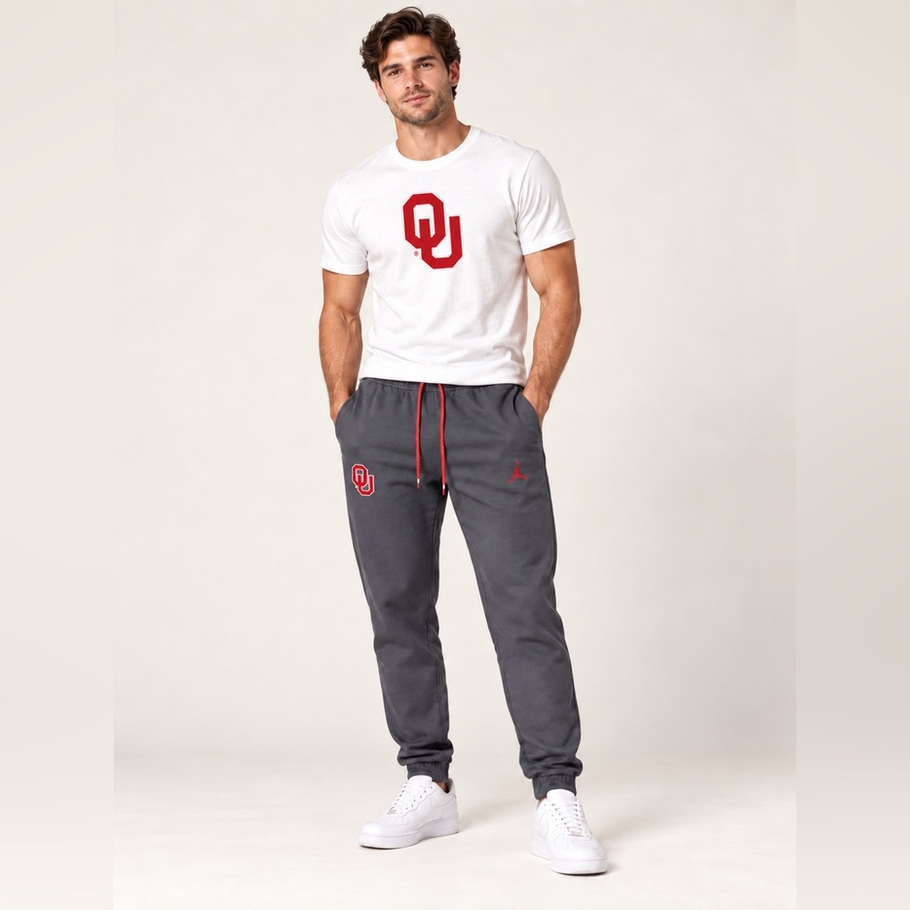 Nike Jordan Oklahoma Sooners OU Jogger Sweatpants Men’s Small Gray